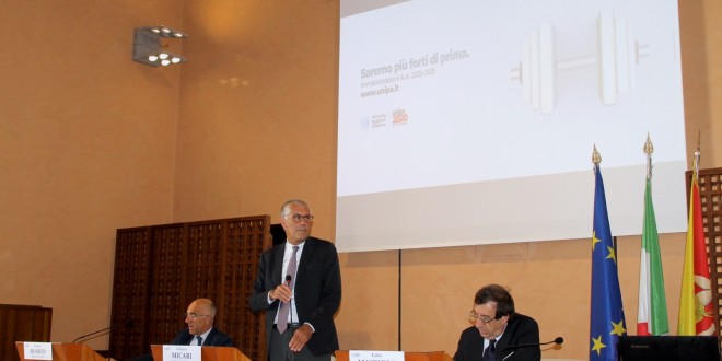Presentazione novità AA 2020-2021 da sx il DG Romeo, il Rettore Micari, il Prorettore Mazzola