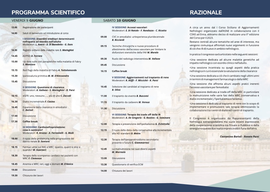 9-10 Giugno Corso siciliano teorico pag 2 pratico di aggiornamenti nefrologici