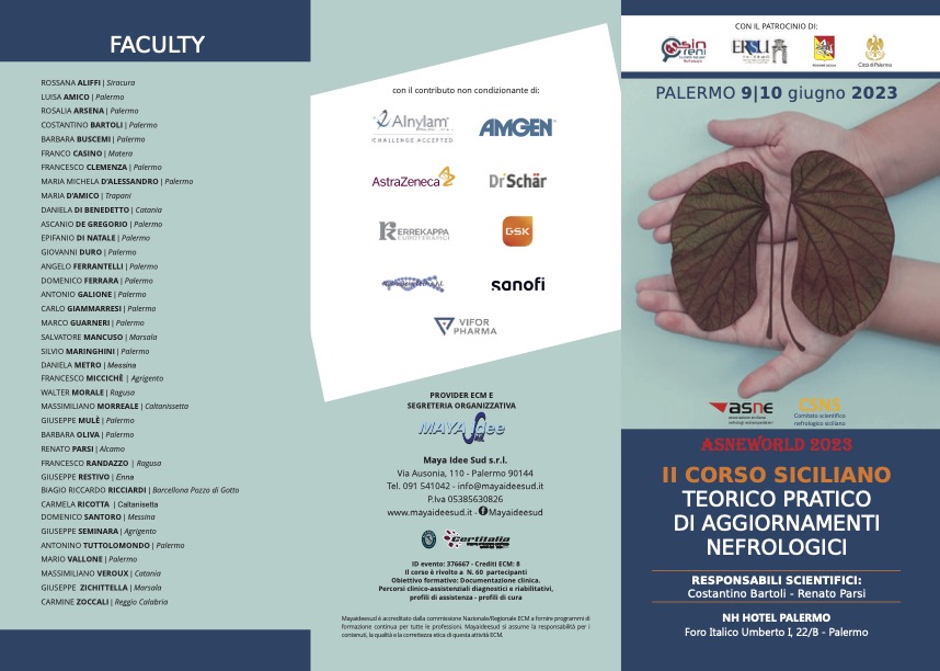 9-10 Giugno Corso siciliano teorico pratico di aggiornamenti nefrologici